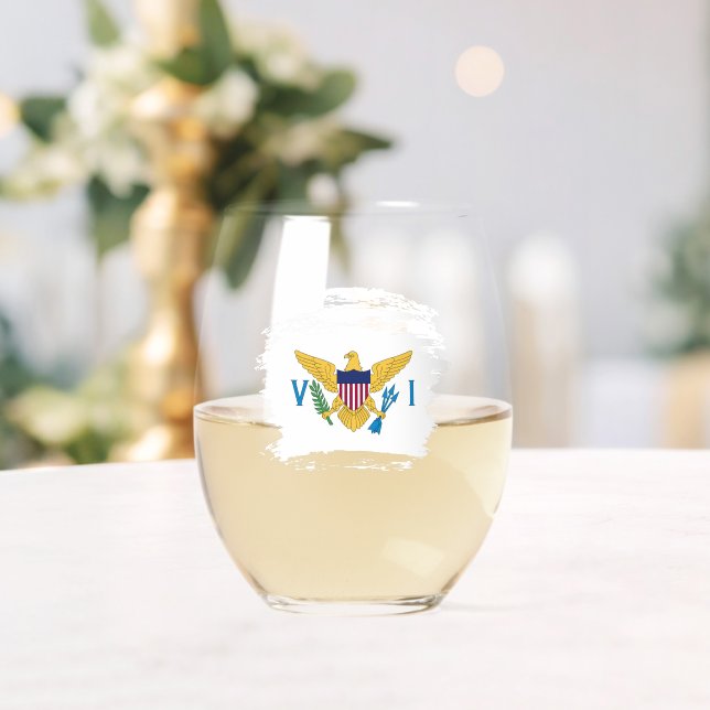 US Virgin Islands flag Stemless Wine Glass (Insitu (Wedding))