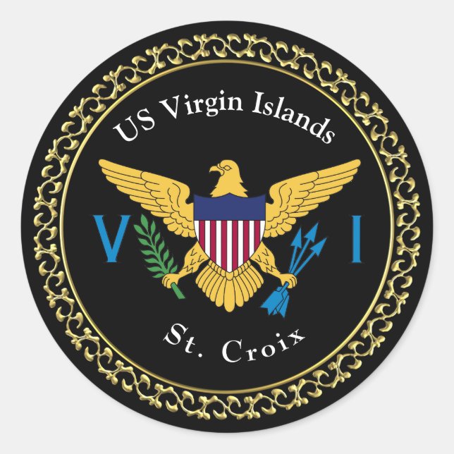 US Virgin Islands Flag USVI St. Croix Classic Round Sticker (Front)