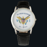 US Virgin Islands Flag USVI St. Croix Tropical Watch<br><div class="desc">US Virgin Islands Flag USVI St. Croix Tropical Watch - A great way to keep track of time and enjoy the US Virgin Islands Flag every day. Personalise it with other islands name. About St. Croix - Beautiful St. Croix is located in the Virgin Islands. We hope that you will...</div>