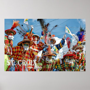 US Virgin Islands Flags Moko Jumbies Caribbean Poster