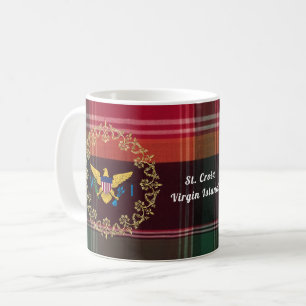 US Virgin Islands Flags USVI Madras Plaid Coffee Mug