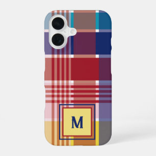 US Virgin Islands Madras Monogram Personalise iPhone 16 Case