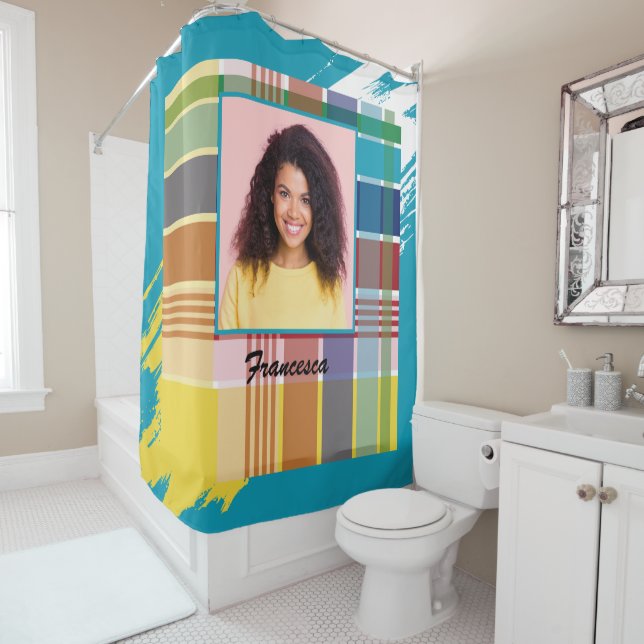 US Virgin Islands Madras Photo Elegant   Shower Curtain (In Situ)