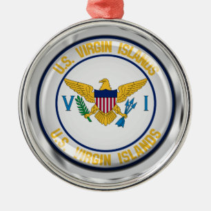 US Virgin Islands Round Emblem Metal Tree Decoration