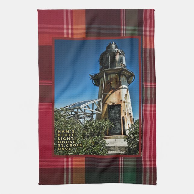 US Virgin Islands St. Croix USVI Light House Tea Towel (Vertical)