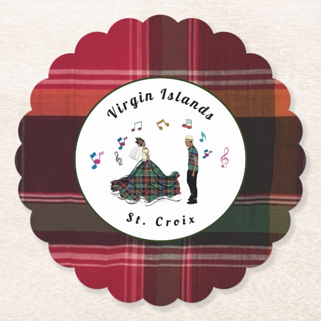US Virgin Islands St. Croix USVI Madras  Paper Coaster (Front)