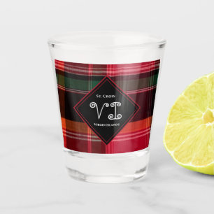 US Virgin Islands St. Croix USVI Madras Plaid  Shot Glass