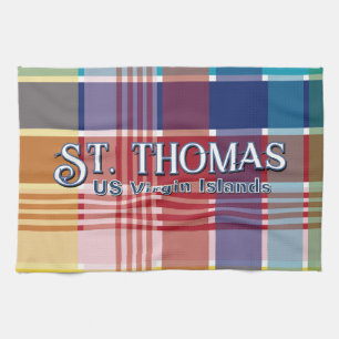 US Virgin Islands St. Croix USVI Madras  Tea Towel