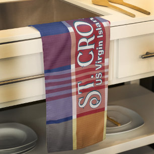 US Virgin Islands St. Croix USVI Madras  Tea Towel