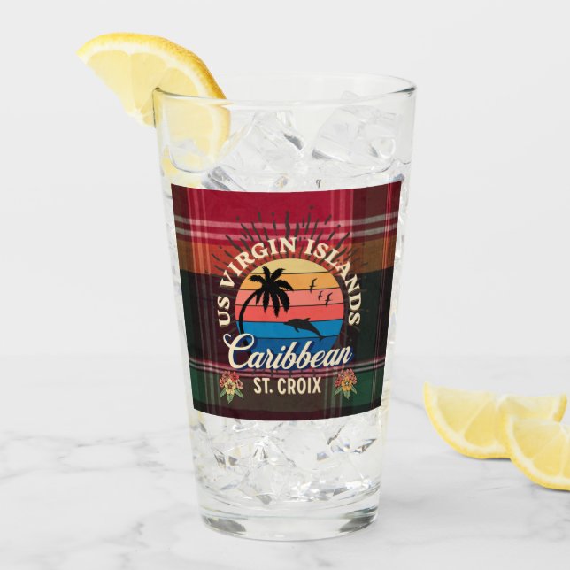 US Virgin Islands St. Croix USVI Tropical Madras  Glass (Front Ice)