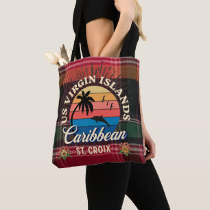 US Virgin Islands St. Croix USVI Tropical Madras  Tote Bag