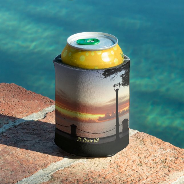 US Virgin Islands Sunset Tropical Caribbean Can Cooler (In Situ Pool)