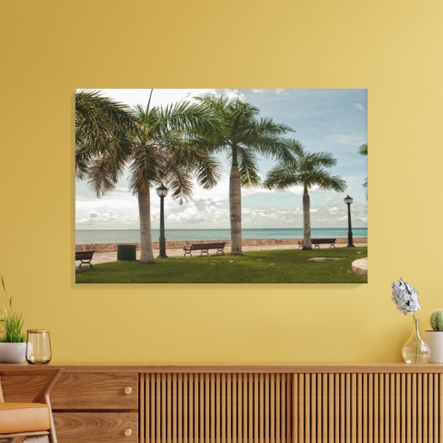 US Virgin Islands Tropical Palm Trees Ocean Canvas Print (Insitu(LivingRoom))