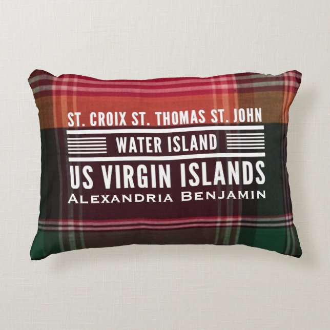 US Virgin Islands U.S. VI Madras Personalise  Decorative Cushion (Front)