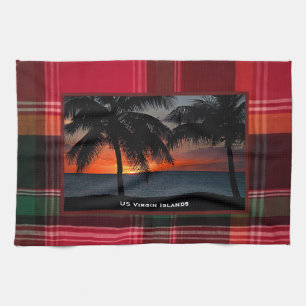 US Virgin Islands USVI Sunset Madras  Tea Towel