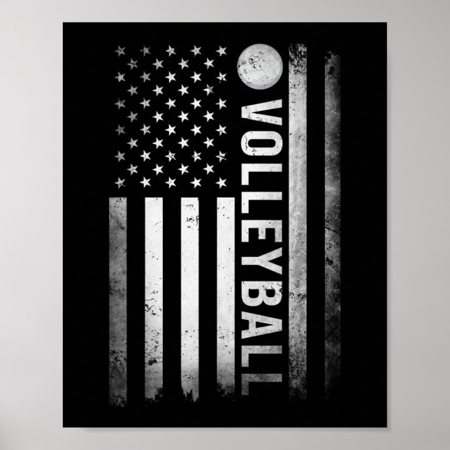 US Volleyball Practice USA Flag American Women Men Poster (Front)