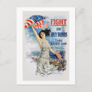 US War Bonds Fight Buy Third Liberty Loan WWI Postcard