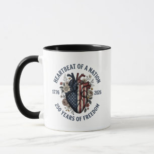 USA 1776–2026 250th Anniversary Patriotic Heart Mug