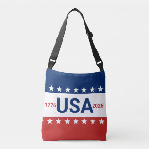 USA 1776 2026 250th Anniversary Red White Blue Crossbody Bag