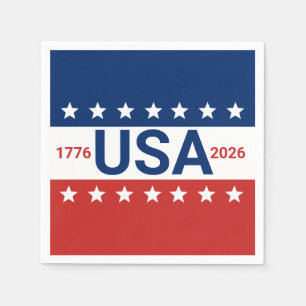 USA 1776 2026 250th Anniversary Red White Blue Napkin