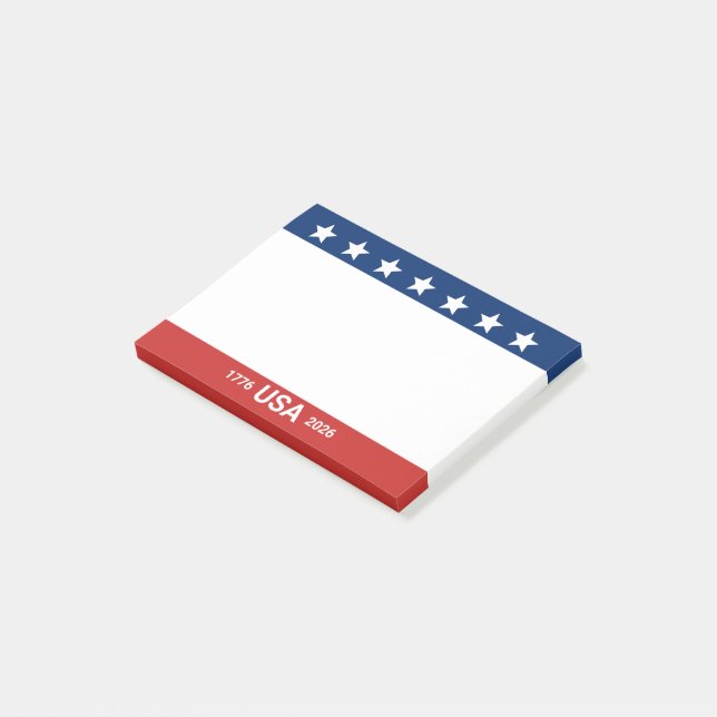USA 1776 2026 250th Anniversary Red White Blue Post-it Notes (Angled)