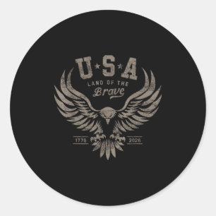 Usa 1776 2026 Anniversary Steel Gray Classic Round Sticker