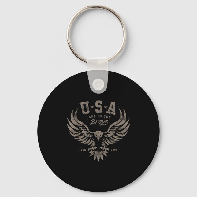 Usa 1776 2026 Anniversary Steel Gray  Key Ring (Front)