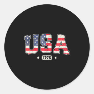 Usa 1776 4th Of July American Flag Patriotic Fourt Classic Round Sticker