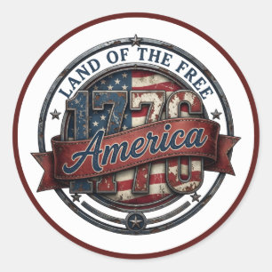USA 1776 Artwork — Vintage Stars & Stripes Freedom Classic Round Sticker