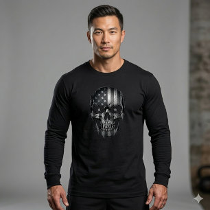 USA 1776 Patriot Skull American Flag 250 Years  T-Shirt