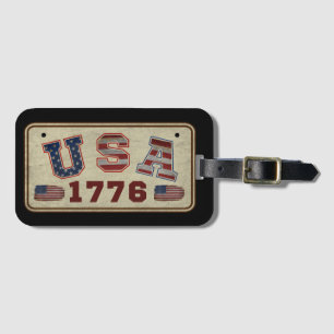 USA 1776 Vintage American Flag Luggage Tag