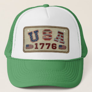 USA 1776 Vintage American Flag Trucker Hat
