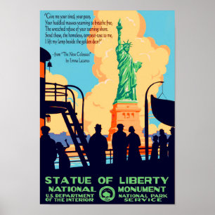 " USA: 1950er/heute NYC - Freiheitsstatue Reise Poster