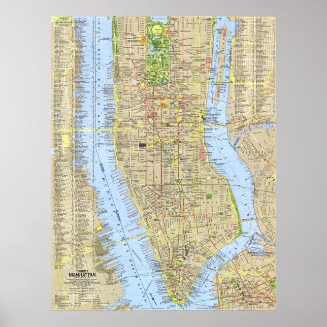 " USA: 1964/heute NYC - Manhattan Reise Karte Poster (Front)