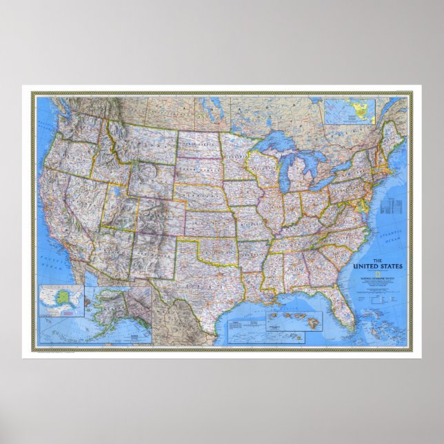 " USA: 1993/today - Detailed MAP ... Poster (Front)