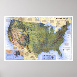 " USA: 1996/today - Physical Landscape Map ... Poster