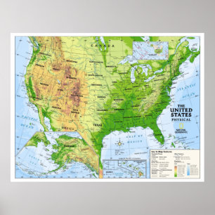 " USA: 2010/today - Physical Map ... Poster