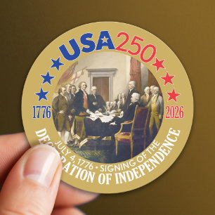 USA 250 - 1776-2026 - Declaration of Independence Classic Round Sticker