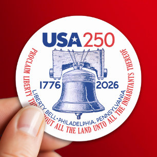 USA 250 - 1776-2026 - Liberty Bell Red White Blue Classic Round Sticker