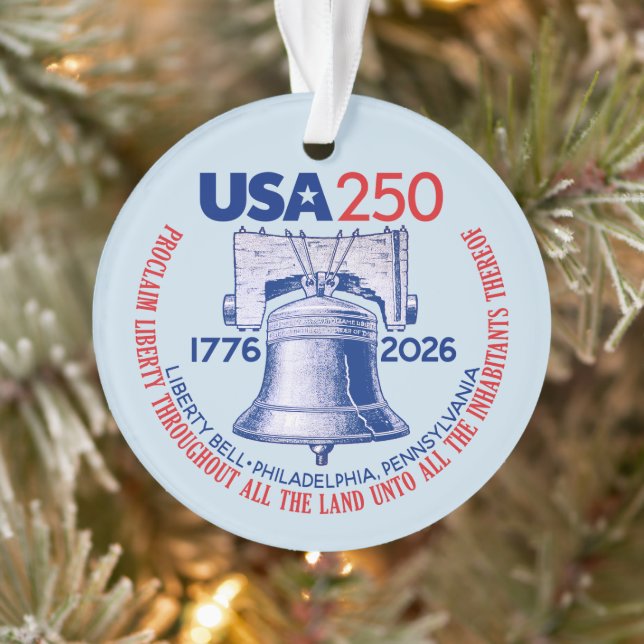 USA 250 - 1776-2026 - Liberty Bell Red White Blue Ornament (Tree)