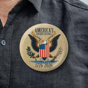 USA 250 - 1776-2026 - Vintage Eagle Coat of Arms 6 Cm Round Badge
