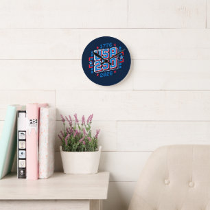 USA 250 – 1776 to 2026 Pixel Art Round Clock