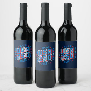 USA 250 – 1776 to 2026 Pixel Art Wine Label