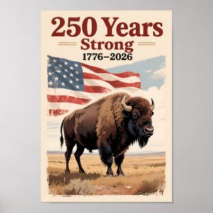 USA 250 American Bison Patriotic 1776–2026 Poster