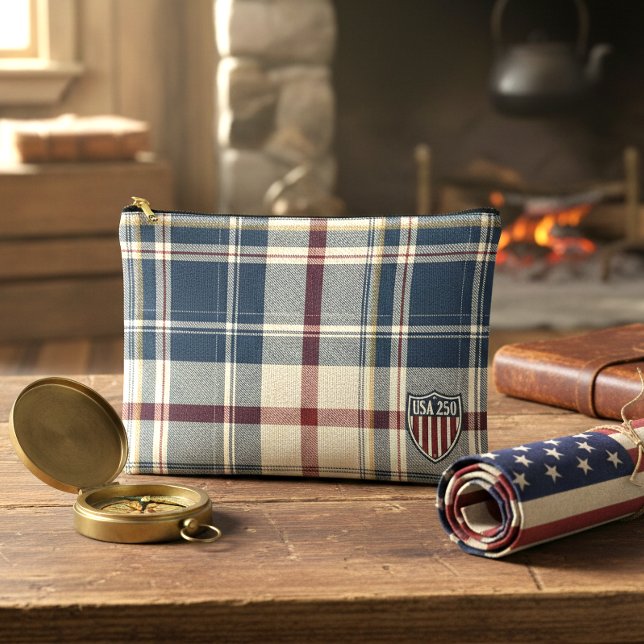 USA 250 American Plaid Shield Motif ID1301 Accessory Pouch (Creator Uploaded)