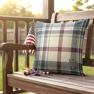 USA 250 American Plaid Shield Motif ID1301 Cushion
