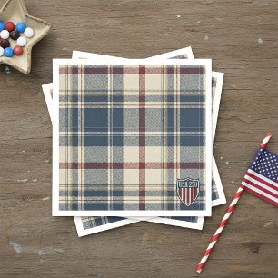 USA 250 American Plaid Shield Motif ID1301 Napkin