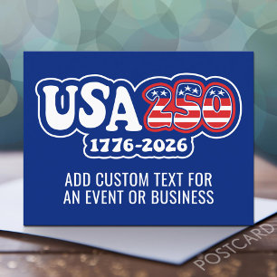 USA 250 - America's 250th Birthday Red White Blue Postcard