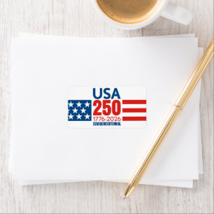 USA 250 - America's 250th Birthday - Stars Stripes Label