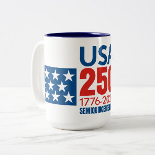 USA 250 - America's 250th Birthday - Stars Stripes Two-Tone Coffee Mug